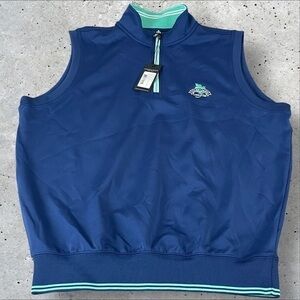 Fairway & Greene Vest Mens Medium Full Zip Blue Mock Golf Des Moines NEW T510